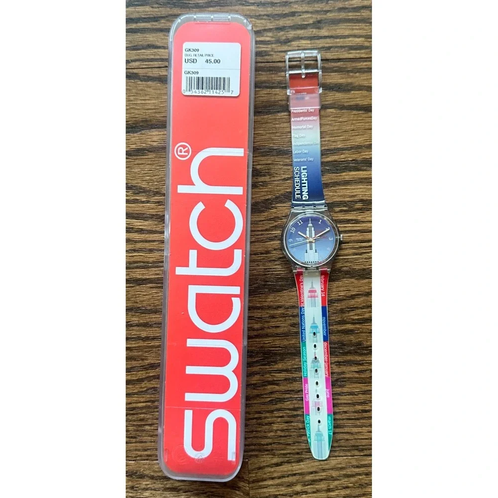 Swatch Gent GK309 Watch Empire State Building Lighting Schedule New York Vintage